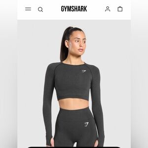 Gymshark Black Long Sleeve Crop Top and matching Leggings